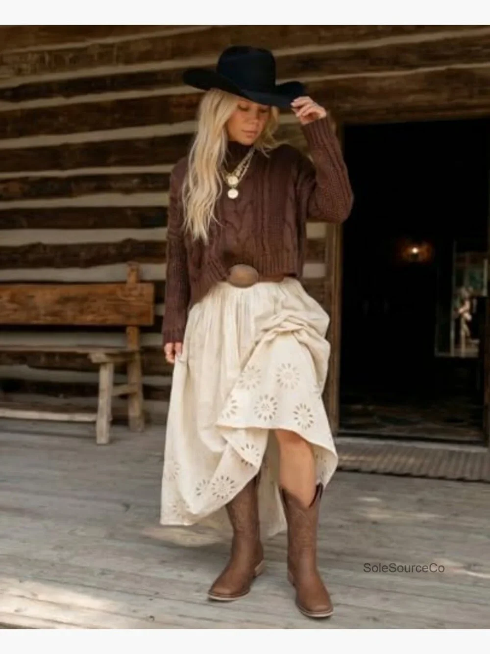 Women's Square Toe Mid Calf Cowgirl Boots Low Chunky Heel Pull On - Picture 2 of 7